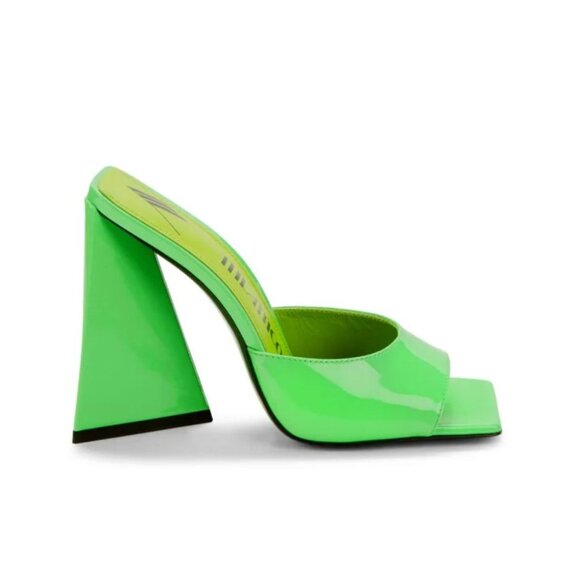 The Attico Devon Patent leather Neon Green Heeled Sandal Mule - Size 6 - Picture 1 of 9